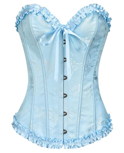 KUOSE Womens Black Basque Body Shaper Overbust Corset Top Plus Size S-6XL