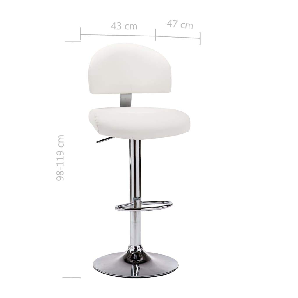 Taburete de bar ergonómico para mayor comodidad con funda de piel sintética blanca y muelle de gas, taburete giratorio con reposapiés y altura regulable, diseño atemporal