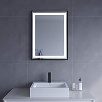 LED Badspiegel 60x80 Cm Mit 3 Lichtfarben & Anti-Beschlag - Dimmbar, Touch, Schwarzer Rahmen, Montierbar