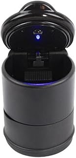 車用灰皿 コンパクトサイズ(82×70mm) LEDライト付き フリップトップ式 防臭防水 BPT素材 ブラック 大容量 カーアッシュトレイ 車内用品 簡単お手入れ (ライト付きタイプA)