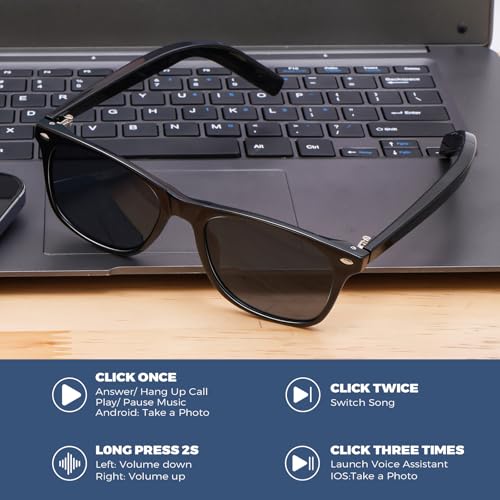 Image of Bluetooth Smart Glasses for Men Women, Unisex Intelligent Sunglasses with Open Ear Music Audio Hand-Free Calling AAC Speaker, Great Present for Friends Family