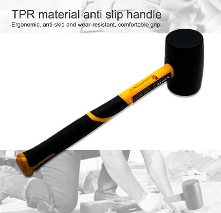 Malfah Rubber Hammer 450 GM Automotive Dead Blow Mallet Anti-shock Handle Masonry Woodwork Home Diy Mechanic Camping Travelling Construction No Harm Maf (450 GM 16 OZ) MR1655 4