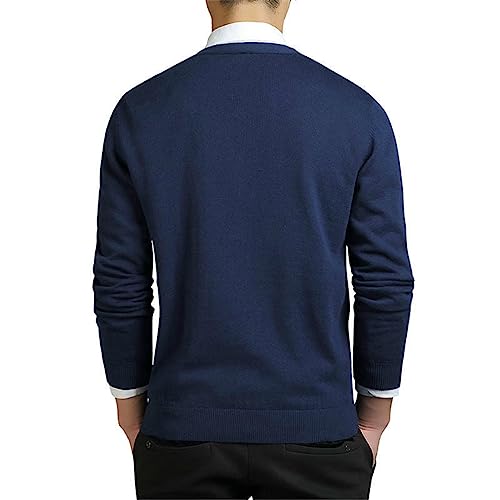 Men Cotton Cardigans Sweater Long Sleeve V-Neck Sweaters Loose Solid Button Tops Fit Knitting Casual Clothing.3