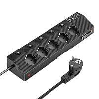 HAFINO – Tischsteckdose Steckdosenleiste mit 2 USB C (PD 30W),5 Fach 