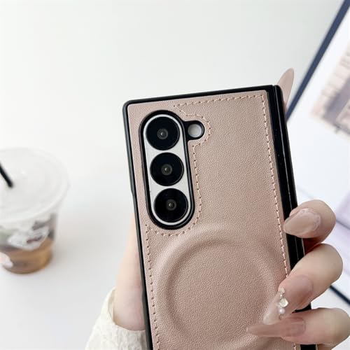 Étui magnétique en cuir Galaxy Z Fold6 marron pour protéger votre smartphone