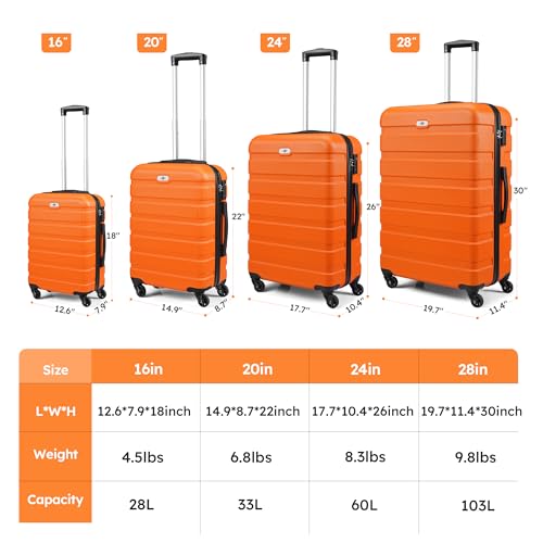 Image of Suitour Luggage Sets 4 piece with Spinner Wheels,Hard Shell Luggage set for Women,16 inch 20 inch 24 inch 28 inches Suitcase Set for Travel Business