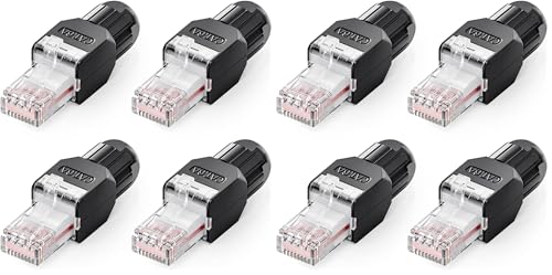 Câble réseau AWG 23 26 compatible avec connecteur RJ45 Cat6A LSA fiche Ethernet UTP mâle noir lot de 8