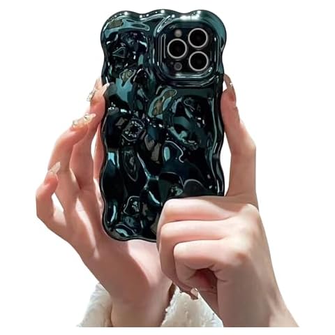 Fycyko Wavy Sparkling Phone Case Cute Plating Glossy Bubble Style Luxury Soft Case(for iPhone 13 Pro,Green) Cover