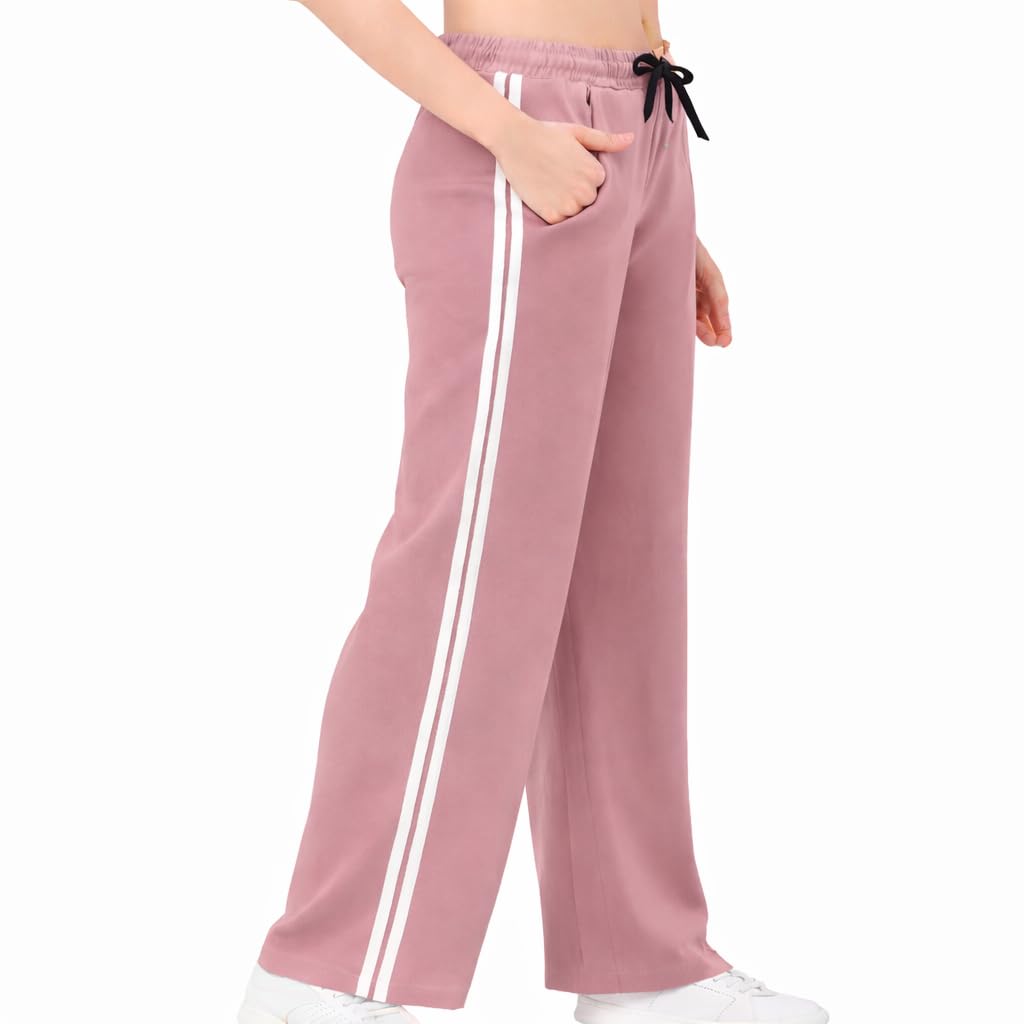 Women’s High Waist Track Pants with Side Stripe, Elasticated Drawstring Waist, Wide Leg Fit, Comfortable Casual Wear for Gym, Yoga, Walking and Daily Use-picture-31
