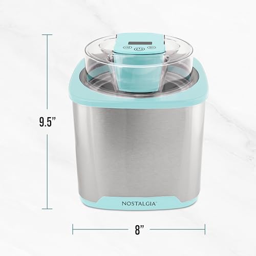Nostalgia 2-Quart Electric Ice Cream Maker – Make Homemade Ice Cream, Gelato, Sorbet & Frozen Yogurt – No Salt/Ice Needed, Digital Controls, Mix-In Chute & Freezing Gel Canister – Stainless & Aqua - image 7