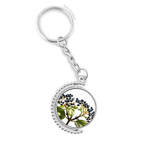 Porte-clés rotatif nature feuille plante blanche 1,2x3,5 pouces multicolore