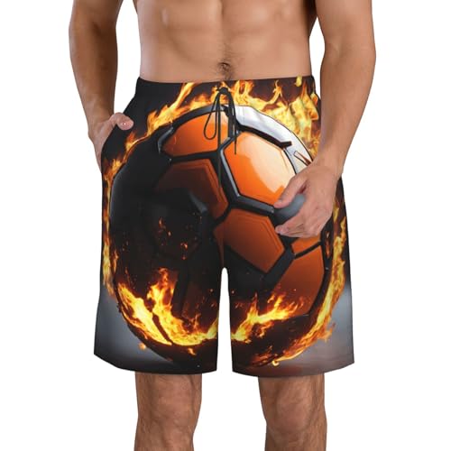 Soccer Ball Print Stylish Men Beach Shorts Lightweight Cozy Swim Trunks Summer Casual Outings Holiday