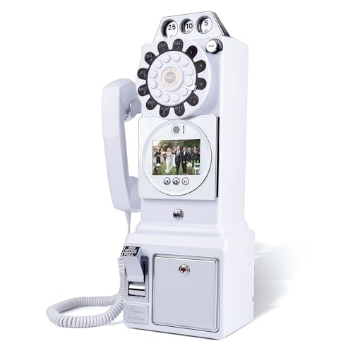 Image of RetroVox Video & Audio Guest Book Wedding Phone Guestbook Creative Easy to Use & Fun Engagements Anniversaries Baby Showers Graduation (B White)