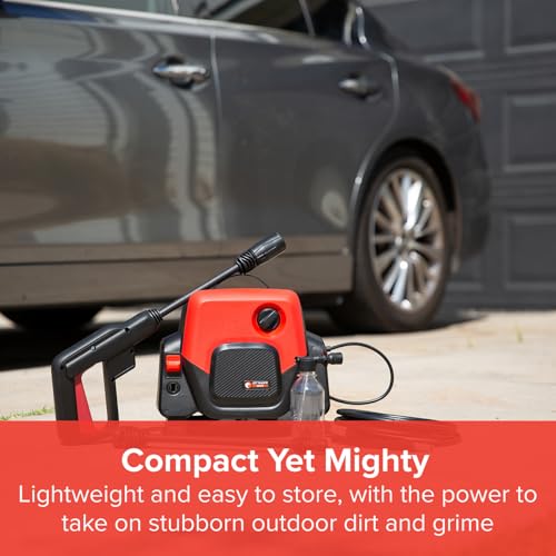 Garden Force Jet Hawk Max Pressure Washer - Plug In Corded Power 1400W - High Pressure Cleaning Up To 100 Bar - Adjustable Spray Nozzle - Includes Soap Dispensing Bottle - 6