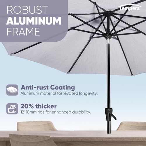 Image of Tempera Patio Market Outdoor Table Umbrella with Auto Tilt and Crank, Large Sun Umbrella with Sturdy Pole & Fade Resistant Canopy, Easy to Set