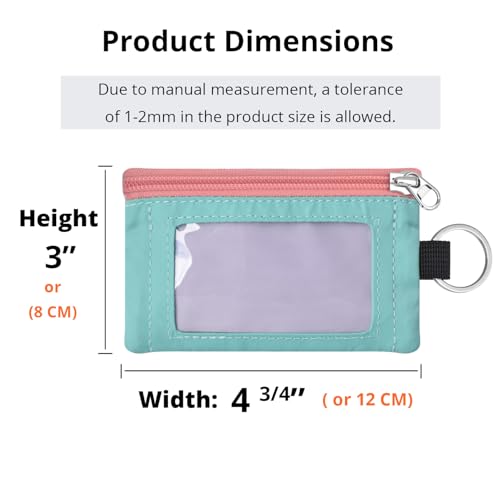 Image of RFID Blocking Travel Wallet with Adjustable Lanyard, Small Nylon Zipper Pouch and Badge Holder for ID, Credit Cards, Cash, Keys, Commuters (SoftLilac+MintAqua)