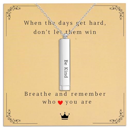 Be Kind Of A B Necklace For Women, Hidden Message Inspirational Necklace, Birthstone Personalized, Square Tube Vertical Bar Pendent Necklace Jewelry Gifts For Sister Best Friend - Main Image