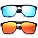 DUBERY Classic Polarized Sunglasses for Men Women Retro 100% UV Protection Driving Sun Glasses D731,2Pack(Black/Blue+Black&Red/Red)