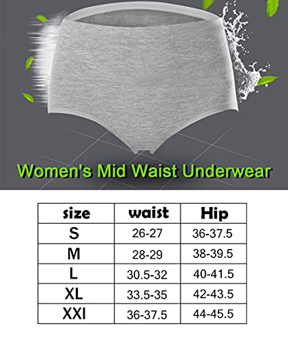 Image of Womens Underwear,Cotton Mid Waist No Muffin Top Full Coverage Brief Ladies Panties Lingerie Undergarments for Women Multipack
