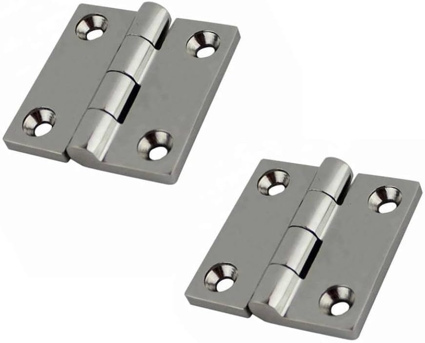2 Pieces Hinge with 4 Holes 316 Stainless Steel Butt 38mm 50mm Mirror Polish Heavy Duty Marine Boat Hardware Hinges Compatible with