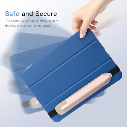 Image of MoKo Pencil Case Holder Fit The Apple Pencil (Pro and USB-C and 1st and 2nd Gen), Detachable Elastic Pocket for Stylus Pen with Elastic Band Attached to iPad Case, Rose Gold