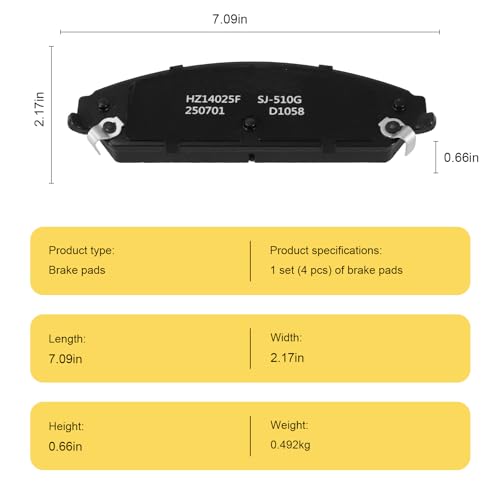 Image of D1058 Front Ceramic Brake Pads Kit Fit For Chrysler 300 2005-2023, For 200 2013-2014, For Dodge Charger 2006-2023, For Magnum 2005-2008, For Challenger 2009-2022, For Charger 2006-23