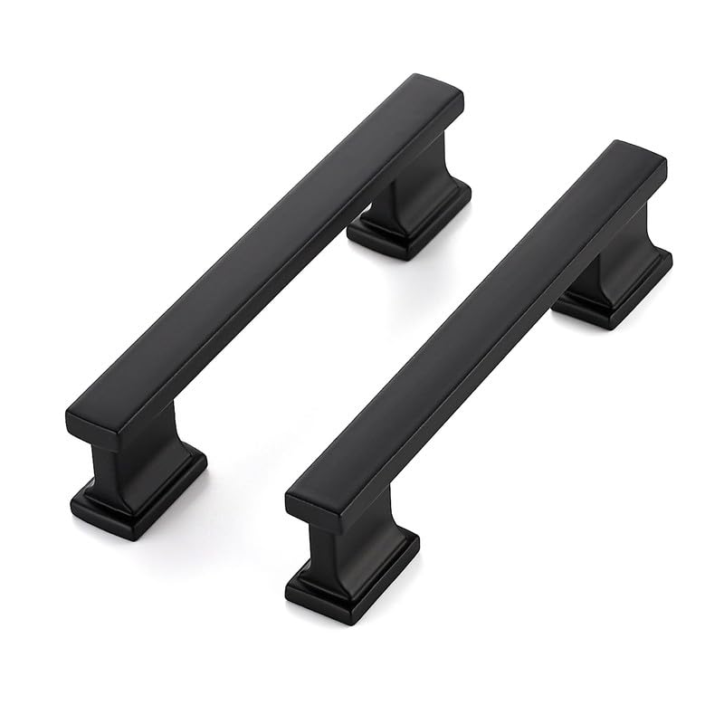 Ravinte Hardware 25 Pack 3-3/4 Inch (96mm) Matte Black Cabinet Pulls, Heavy Duty Kitchen Drawer & Cupboard Handles, Solid Cabinet Hardware