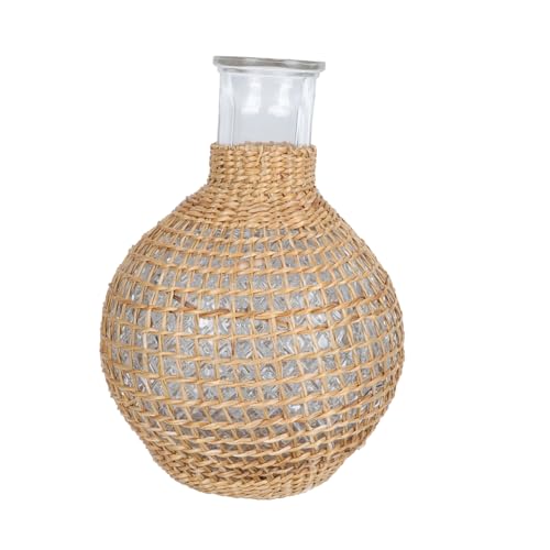 Uonlytech Rattan Glasvase Hydroponische Blumenvase Kreative Tischdeko...