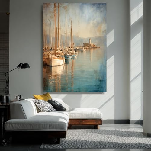 Phare et décoration côtière toile vintage pour mur vide - 3
