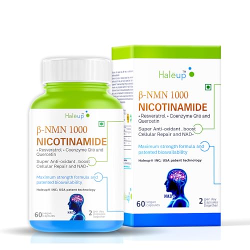 Image of Haleup NMN 1000 mg 3-in-1 Formula, Enriched with Resveratrol, Quercetin and CoQ10 |99.9% Pure |Healthy Ageing|Cellular Repair|Boost NAD+| Energy Levels| Skin Health
