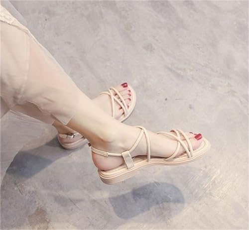 Strappy Flat Sandals For Women Cross Straps Open Toe Slingback Ankle Strap Sandals For Summer Beach Holiday Outdoor2
