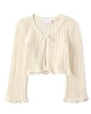 The Children's Place,Girls,Long Bell Sleeve Tie Front Layering Cardigan,Fair Ivory,Medium