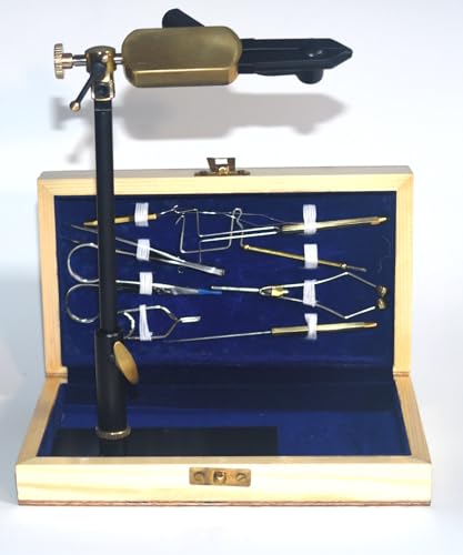AMPRO Fly Tying Tool Kit with Crown Vise, Tools, and Pedestal Base