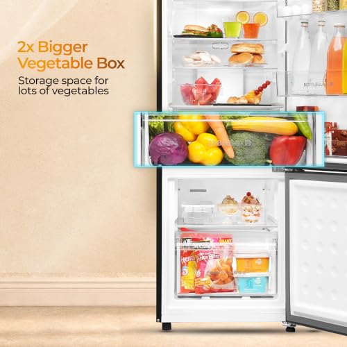Image of Haier 237 L 2 Star Frost Free Twin Inverter Double Door Bottom Mount Refrigerator with Extra Spacious 2X Veg Box (HEB-242EGSA-P, Moon Silver, 2026 Model)