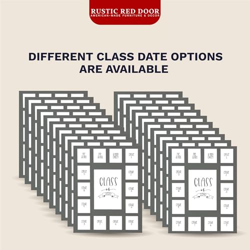Image of Rustic Red Door Grey Class of 2027 School Years Picture Mat (11' x 14') - 15 Photo Spaces - No Frame Included