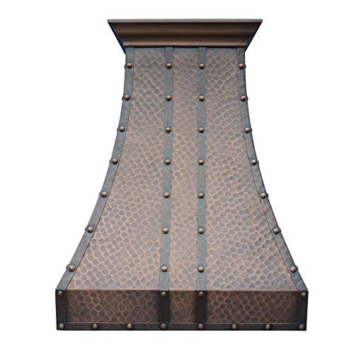 Copper Tailor Copper Range Hood Island Mount,4 Speed Exhaust Fan,Stainless Steel Vent,LED Light,Dishwasher-Safe Baffle Filters,36-Inch Wide,VH6TR