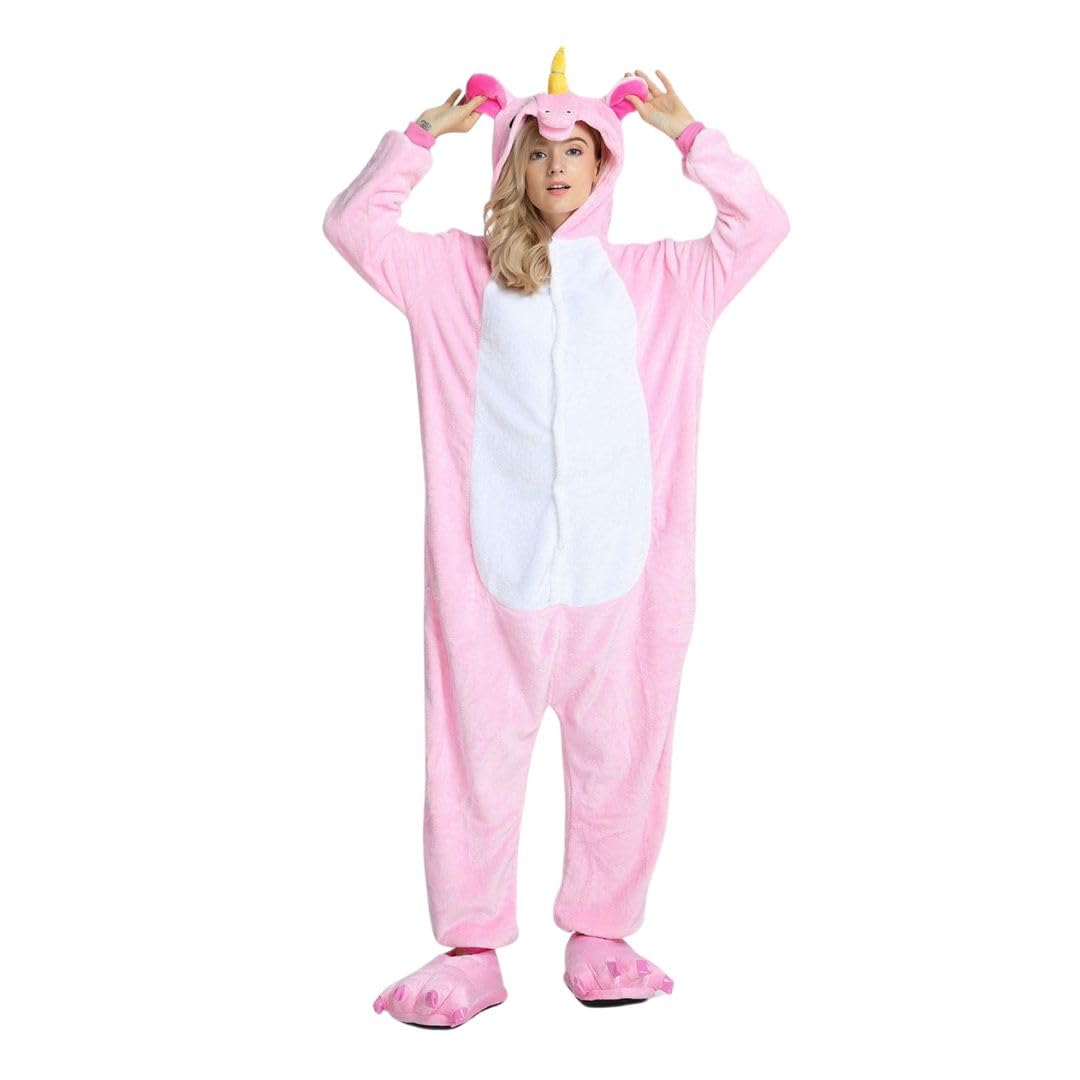 Jednorożec Onesie kostium dla dorosłych – pluszowa piżama Kigurumi, unisex, kostium zwierzęcy, rozmiary S-XL