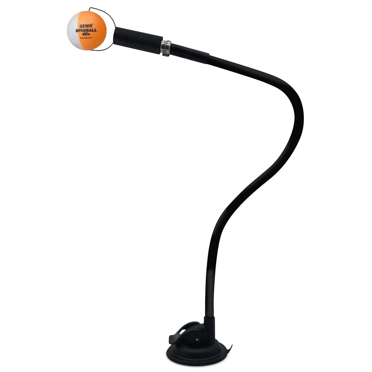 GEWO Spin Coach Tischtennis Spintrainer - Trainingshilfe mit Saugnapf & flexiblem Arm - Ping Pong Ball für Spin-Übungen - Perfekt für Kinder & Erwachsene - Tischtennistrainer für Zuhause