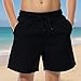 FOCLMP Boys Swim Trunks with Mesh Lining, Elastic Wasit Quick Dry Summer Beach Board Short Kids Vacation Swimsuits Swimwear Boys' Fashion Black 14 Years