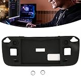 KUIDAMOS Silikonowe Etui Ochronne na Cały Pokład Steam Deck Miękkie, Ergonomiczne Etui na konsolę do Gier z Rozszerzonym Otworem Typu C, Czarne, 1 X Silikonowe Ochronne, 2 X Osłona Joysticka