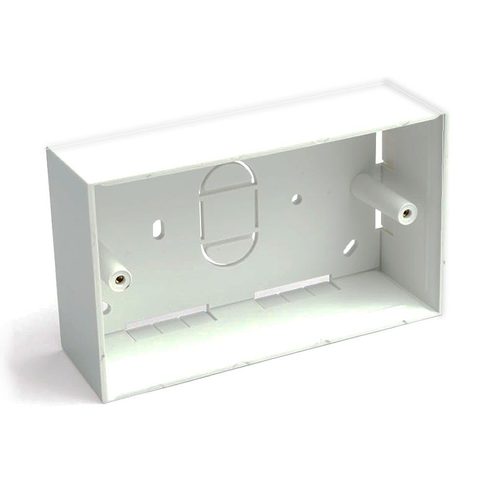Surface Mount Back Box Pattress Box 2 Gang for Quad Face Plates 32mm [007174]