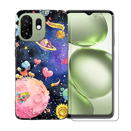 CongJiaLingXi�P�[�X�K�p �� TCL K70 4G (6.8") �K�p �� �d�����ꂽ�K���X�X�N���[���v���e�N�^�[�A�_�炩���V���R�[���V�F���o���p�[�h�Ռ�TPU�ی�J�o�[�������,LLM38