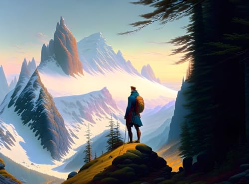 Randonnée en montagne affiche sur toile SERENDIPITP 58 x 90 cm pour salon de chalet