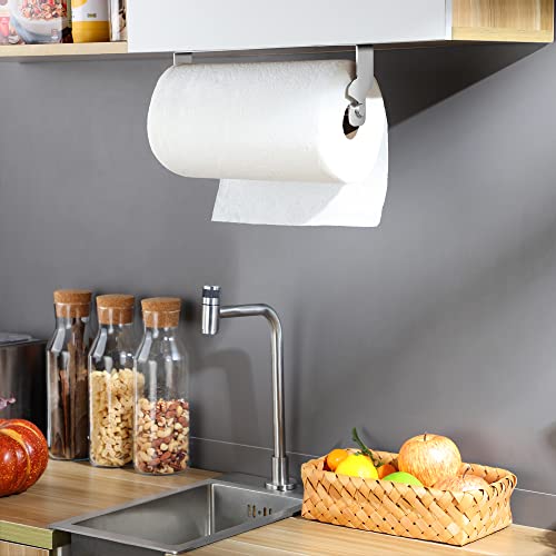 Image of ZUNTO Paper Towel Holder Cabinet Door or Under Cabinet, Self Adhesive Big Roll Holder Wall Mount, Stainless Steel