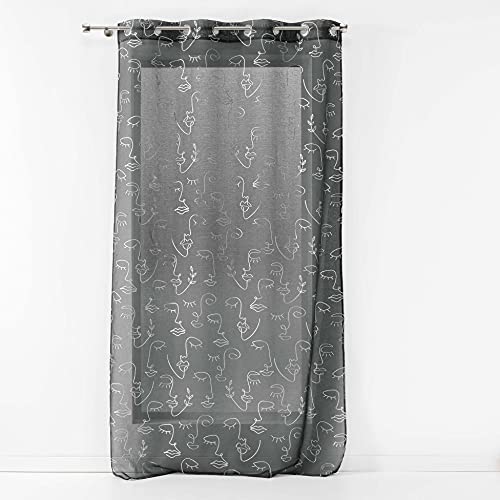 Douceur d'Interieur 140 x 240 cm Eyelet Curtain, Grey