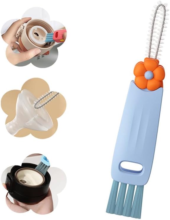 Moonboat Cepillo de limpieza de tapa de taza 3 en 1, 2024 Nuevo juego de cepillo de limpieza de grietas portátil para espacio estrecho de botella