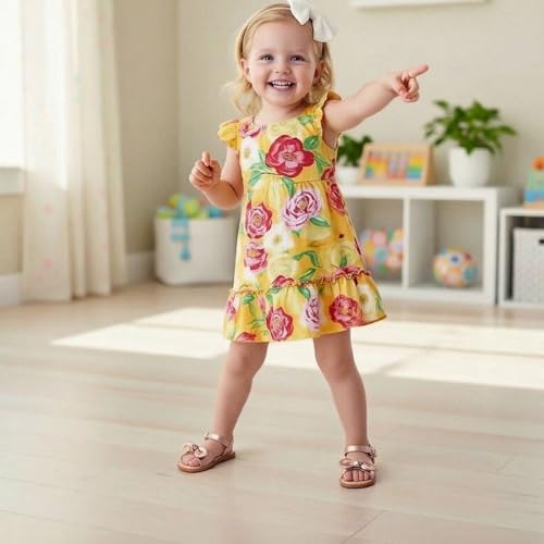 Image of THEE BRON Toddler Girls Sandals Wedding Flower Girl Dress Shoes Open Toe Flats