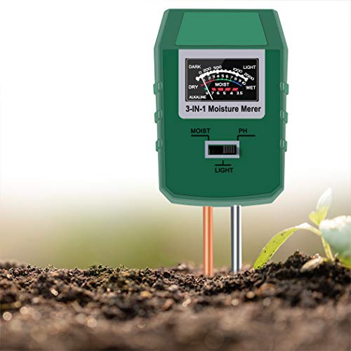 ZOTO Testeur de Sol, Testeur de Sol Kit Carré 3 en 1, Humidimètre de Sol, pH pour Testeur de Sol pour l'acidité de la lumière Les l'herbe/Plante/Ferme/Pelouse/Intérieur (Aucune Batterie requise)