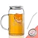 xiaoshen Jarra Mason, Vasos con asa, Tapa y Pajita, Vaso de 500 ml