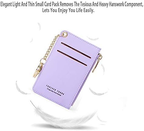 Miniatura 5 de Carteras pequeñas de cuero delgado para mujeres, tarjetero, cartera, monedero con llavero